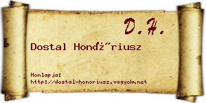 Dostal Honóriusz névjegykártya